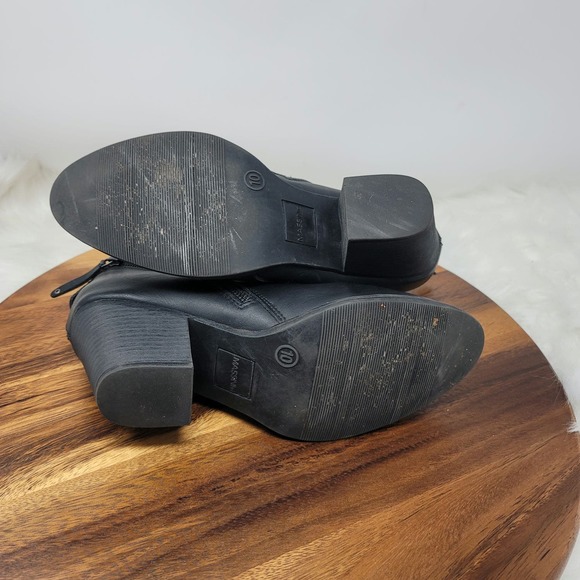 Massini Black Leather 2 Side Zip Heeled 3" Ankle Boots Women's 10 - Picture 6 of 9